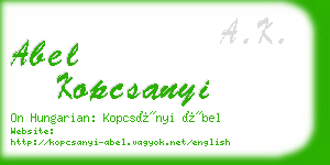 abel kopcsanyi business card